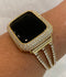 Gold Apple Watch Band Swarovski Crystals 38mm-49mm Ultra & or Apple Watch Cover Lab Diamond Bezel Smartwatch Protective Bumper Bling Iwatch Candy
