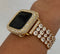 Designer Apple Watch Band Gold Swarovski Crystals & or Lab Diamond Bezel Cover set in 14k gold plating in sizes 38 40 41 42 44 45mm Smartwatch Bumper Bling