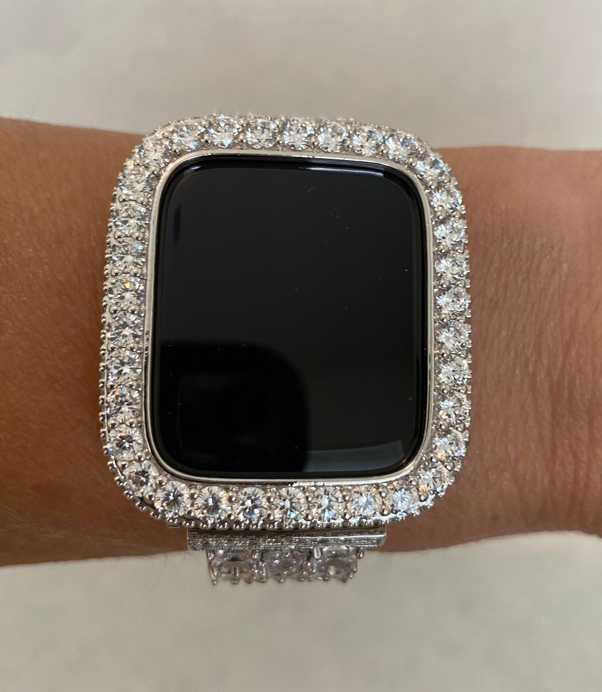 Exclusive Iwatch Candy Apple Watch Bezel Cover 41mm 45mm Silver 3.5mm Apple Watch Case Lab Diamond Bumper for Smartwatch 38mm 40mm 42mm 44mm S1-8