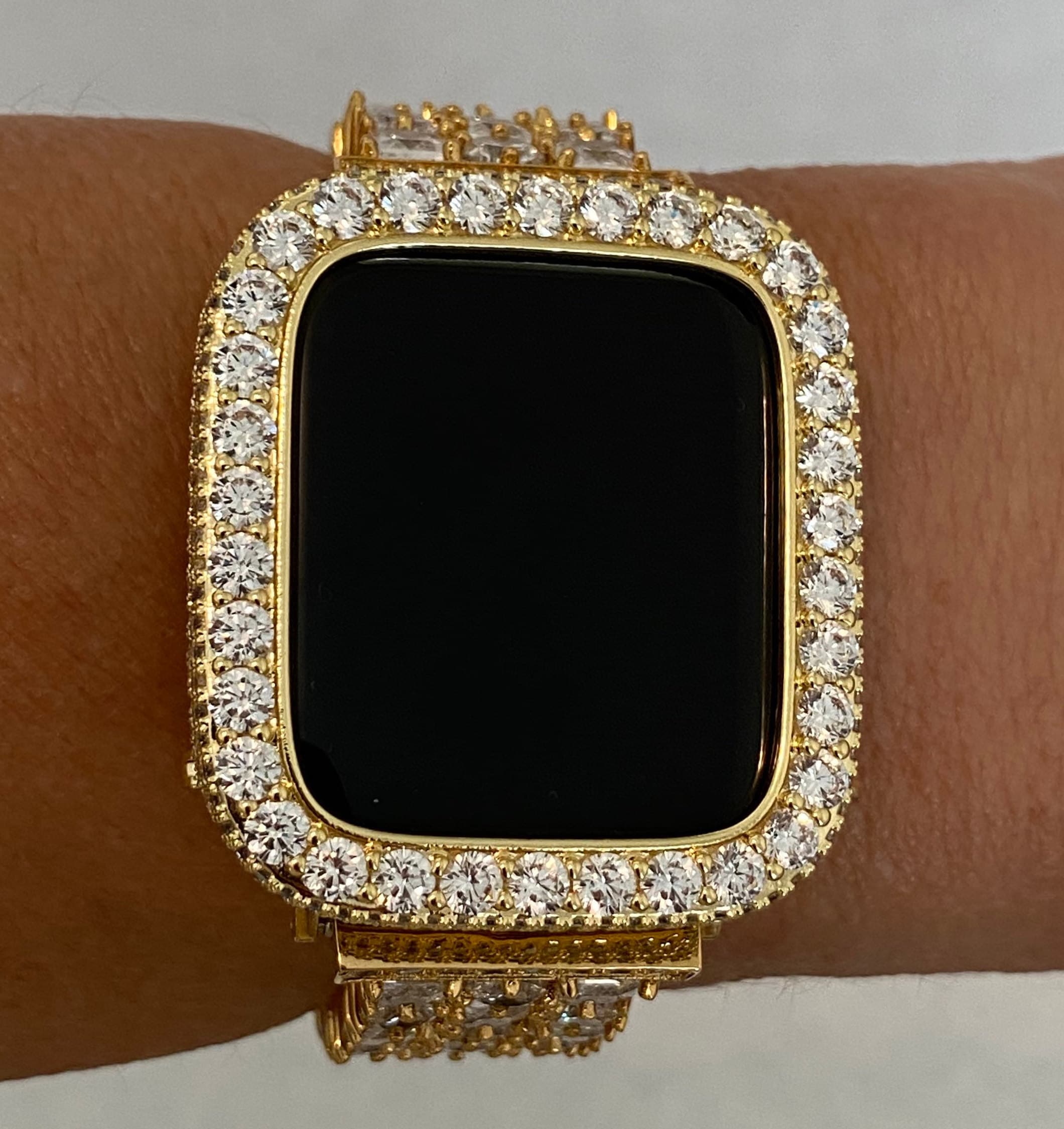 Apple Watch Case Yellow Gold 38mm 40mm 41mm 42mm 44mm 45mm Apple Watch Cover Lab Diamond Bezel Iwatch Candy Bumper Bling