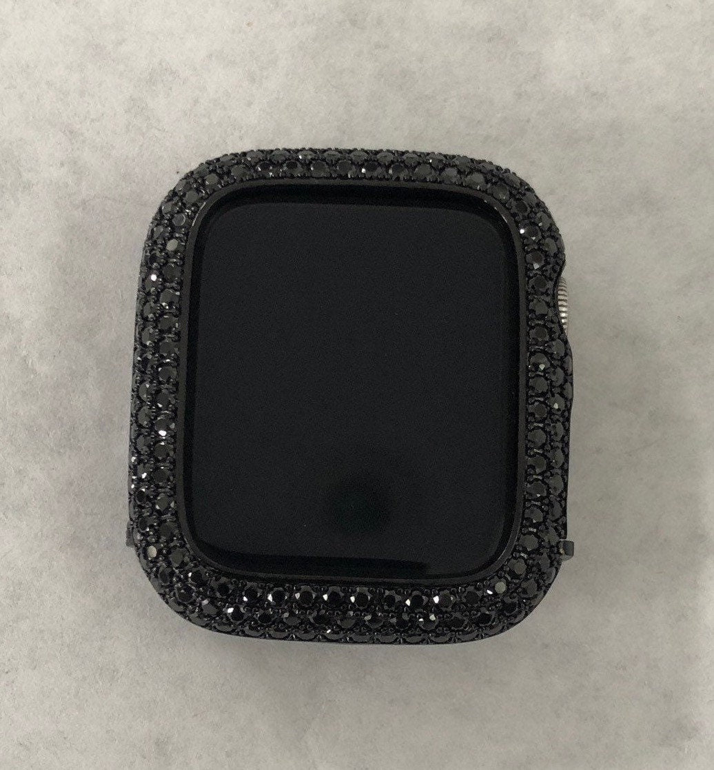 Series 1-8 Black on Black Apple Watch Cover Lab Diamond Bezel Case 38mm 40mm 41mm 42mm 44mm 45mm 49mm Ultra Smartwatch Bumper Only Iwatch Candy