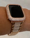 Apple Watch Band 41mm 45mm Series 1-8 SE Woman Rose Gold Swarovski Crystals & or Lab Diamond Bezel Cover 38mm 42mm 44mm