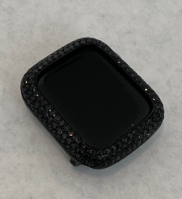 Black on Black Apple Watch Bezel Cover, Smartwatch Lab Diamond Bumper Case, Iwatch Bling Series 8