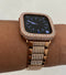 41mm 45mm Apple Watch Band Women Rose Gold 38mm 40mm 42mm 44mm Lab Diamond Bezel Cover Iwatch Bling