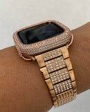 41mm 45mm Apple Watch Band Women Rose Gold 38mm 40mm 42mm 44mm Lab Diamond Bezel Cover Iwatch Bling