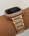 41mm 45mm Apple Watch Band Women Rose Gold 38mm 40mm 42mm 44mm Lab Diamond Bezel Cover Iwatch Bling