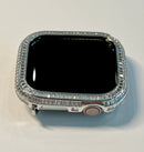 Silver Apple Watch Cover 40mm 41mm 44mm 45mm, Apple Watch Case 3 Rows of Lab Diamond Baguettes, Iphone Watch Bezel Bumper Bling, Iwatch