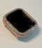 Apple Watch Bezel Cover 40mm 41mm 44mm45mm with 3 Rows Lab Diamond Baguettes in 14k Rose Gold Plated Metal, Smartwatch Bumper