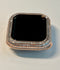 Apple Watch Bezel Cover 40mm 41mm 44mm45mm with 3 Rows Lab Diamond Baguettes in 14k Rose Gold Plated Metal, Smartwatch Bumper