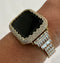 41mm 45mm 49mm Ultra Apple Watch Yellow Gold Custom Baguette Band Crystals & or Diamond Bezel Cover Smartwatch Bling Series 1-8