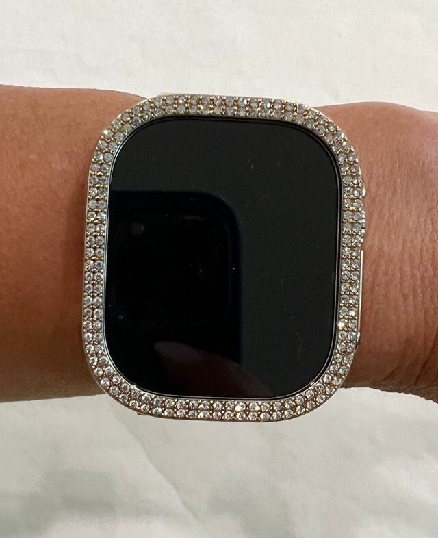 Series 10 Apple Watch Case 42mm 46mm Gold Metallic Bezel Swarovski Crystals Apple Watch Cover for Iphone Watch 38mm-49mm Iwatch Candy Bling