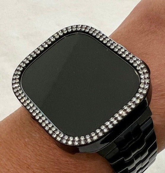 From Iwatch Candy Ultra 49mm Apple Watch Cover Case Black Swarovski Crystal Bezel Cover Smartwatch Bumper Bling 38mm-45mm Series 2-8 Cover Only