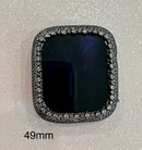 Black Apple Watch Bezel Cover 38mm 40mm 41mm 42mm 44mm 45mm Women Lab Diamond Iwatch Bumper Case Bling Series 1-8 SE