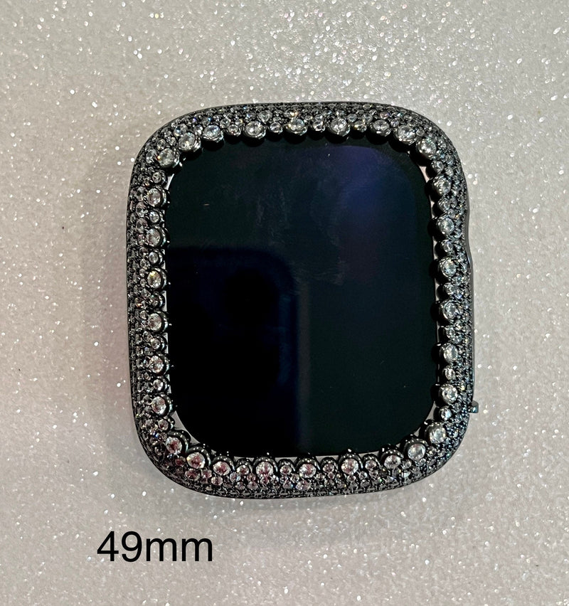 Black Apple Watch Bezel Cover 38mm 40mm 41mm 42mm 44mm 45mm Women Lab Diamond Iwatch Bumper Case Bling Series 1-8 SE