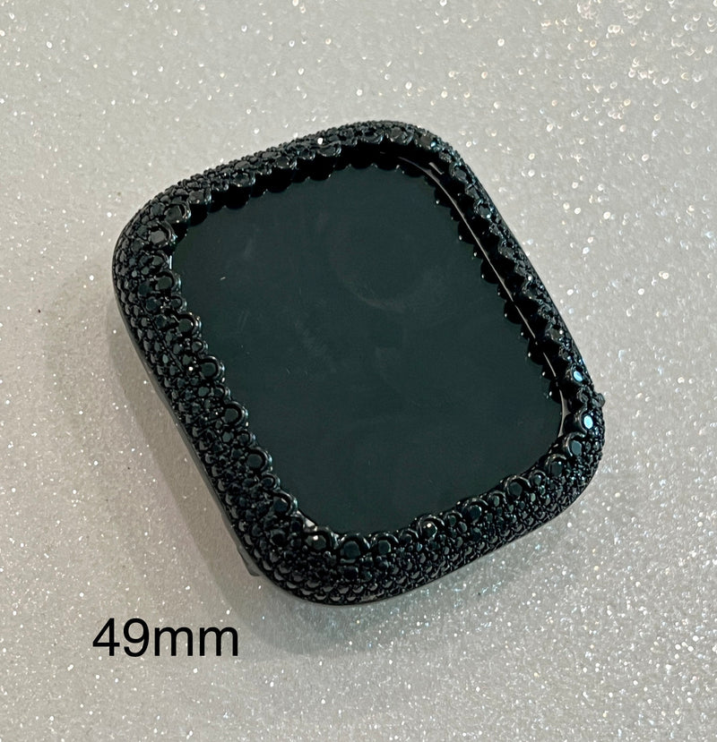Black on Black 49mm Ultra Apple Watch Cover 41mm 45mm 49mm Ultra Bumper Cover Lab Diamond Smartwatch Case 38-44mm Series 2-8 from Iwatch Candy