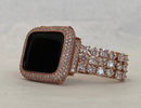 Rose Gold Apple Watch Band Series 8 41mm 45mm Swarovski Crystals & or Lab Diamond Bezel Cover 38 40 42 44mm Smartwatch Bling