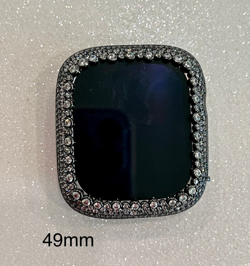 Iced Out Custom Black Apple Watch Cover Womens 41mm 45mm 49mm Ultra Apple Watch Case Lab Diamond Bezel Smart Watch Bumper Bling 38-45mm S1-8