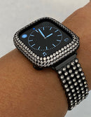 Statement Apple Watch Band Black Swarovski Crystal & or Apple Watch Cover Lab Diamonds Protective Bumper Bezel 38mm 40mm 42mm 44mm 45mm 49mm Ultra Smartwatch