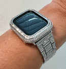 Luxury Apple Watch Band Silver Pave Swarovski Crystal & or Apple Watch Case Baguette Lab Diamond Bezel Cover Iwatch Candy Bling Iphone Watch