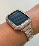 Luxury Apple Watch Band Womens Rose Gold Crystals & or Apple Watch Case Baguette Lab Diamonds Bumper Cover Iwatch Candy Bling