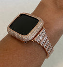 Designer Apple Watch Band 41mm 45mm 49mm Rose Gold Crystal & or Apple Watch Case Lab Diamond Bezel Cover Smartwatch Bumper 38-44mm