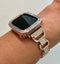 Apple Watch Band Women 38mm 40mm 41mm 42mm 44mm 45mm Rose Gold Crystal & or Apple Watch Cover Baguette Lab Diamond Apple Watch