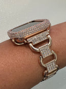 Rose Gold Apple Watch Band Women Swarovski Crystals & or Apple Watch Case Lab Diamond Bumper Cover 38mm-49mm Iwatch Candy Bling