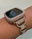 Rose Gold Apple Watch Band Women Swarovski Crystals & or Apple Watch Case Lab Diamond Bumper Cover 38mm-49mm Iwatch Candy Bling