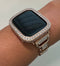 Rose Gold Apple Watch Band Women Crystals & or Apple Watch Case Lab Diamond Bumper Cover 38mm-49mm Iwatch Candy Bling