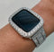 Mens Apple Watch Band Women Silver Pave Crystal & or Apple Watch Cover 3.5mm Lab Diamond Bezel Smartwatch Bumper Case Iwatch Candy