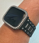 Apple Watch Band Black Crystal Stainless Steel & or Apple Watch Cover Lab Diamond Bezel Apple Watch Case Iwatch Candy Bling 38-49