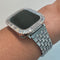 Designer Silver Apple Watch Band Crystal Baguettes 41mm 45mm & or Apple Watch Case Baguette Lab Diamond Bezel Apple Watch Cover