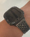 Designer Black Apple Watch Band Crystal Baguettes 41mm 45mm & or Apple Watch Case Baguette Lab Diamond Bezel Apple Watch Cover