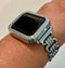 Silver Designer Apple Watch Band Link Bracelet Minimalist, Iphone Watch Band & or Apple Watch Case Crystal Bezel Iwatch Phone Cover Bling