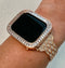 Luxury Apple Watch Band Womens Rose Gold, Iphone Watch Band Crystal & or Apple Watch Cover Baguette Lab Diamond Iwatch Case Bling