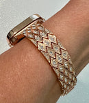 Luxury Apple Watch Band Womens Rose Gold, Iphone Watch Band Crystal & or Apple Watch Cover Baguette Lab Diamond Iwatch Case Bling