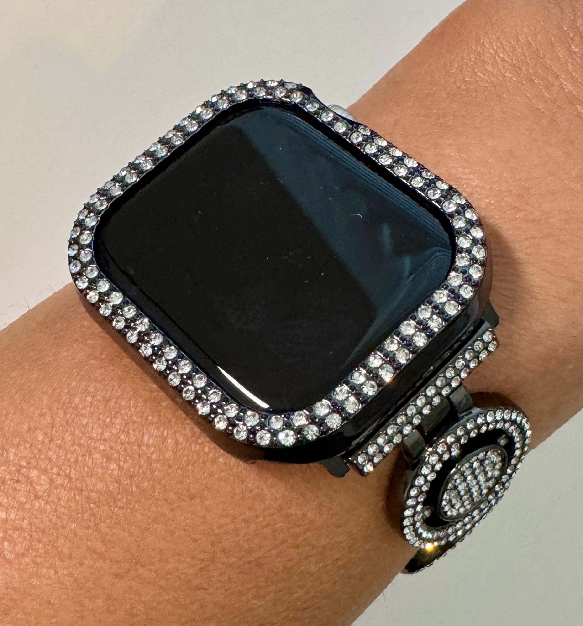 Series 10 Apple Watch Band 42mm 46mm Black Pave Swarovski Crystal & or Apple Watch Cover Rhinestone Iphone Watch Case 38mm-49mm Iwatch Candy