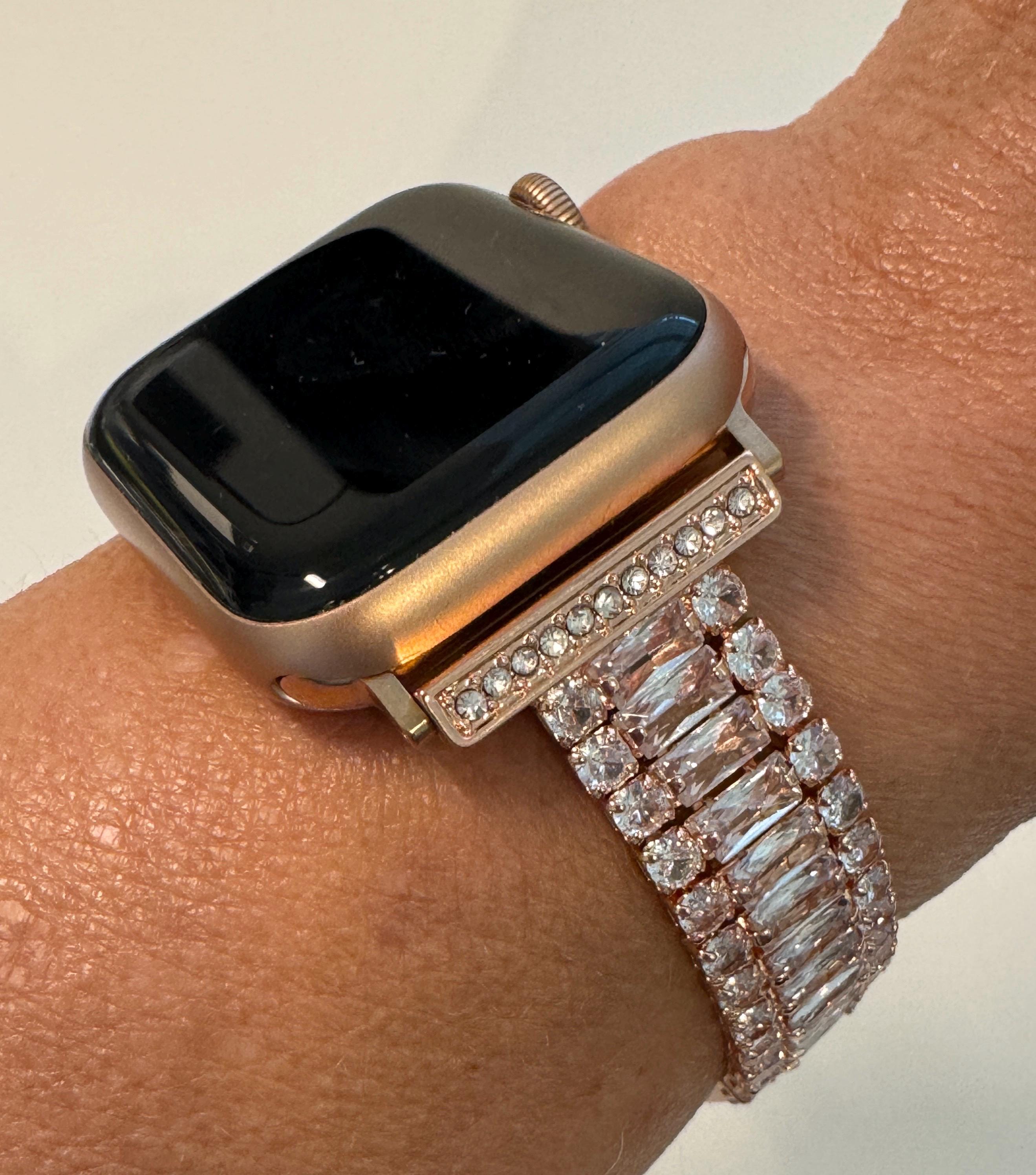 Apple Watch Band Series 10 42mm 46mm Rose Gold Swarovski Crystals - Iwatch Band Straps 44mm 45mm 49mm Ultra - Apple Watch Bracelet Bling