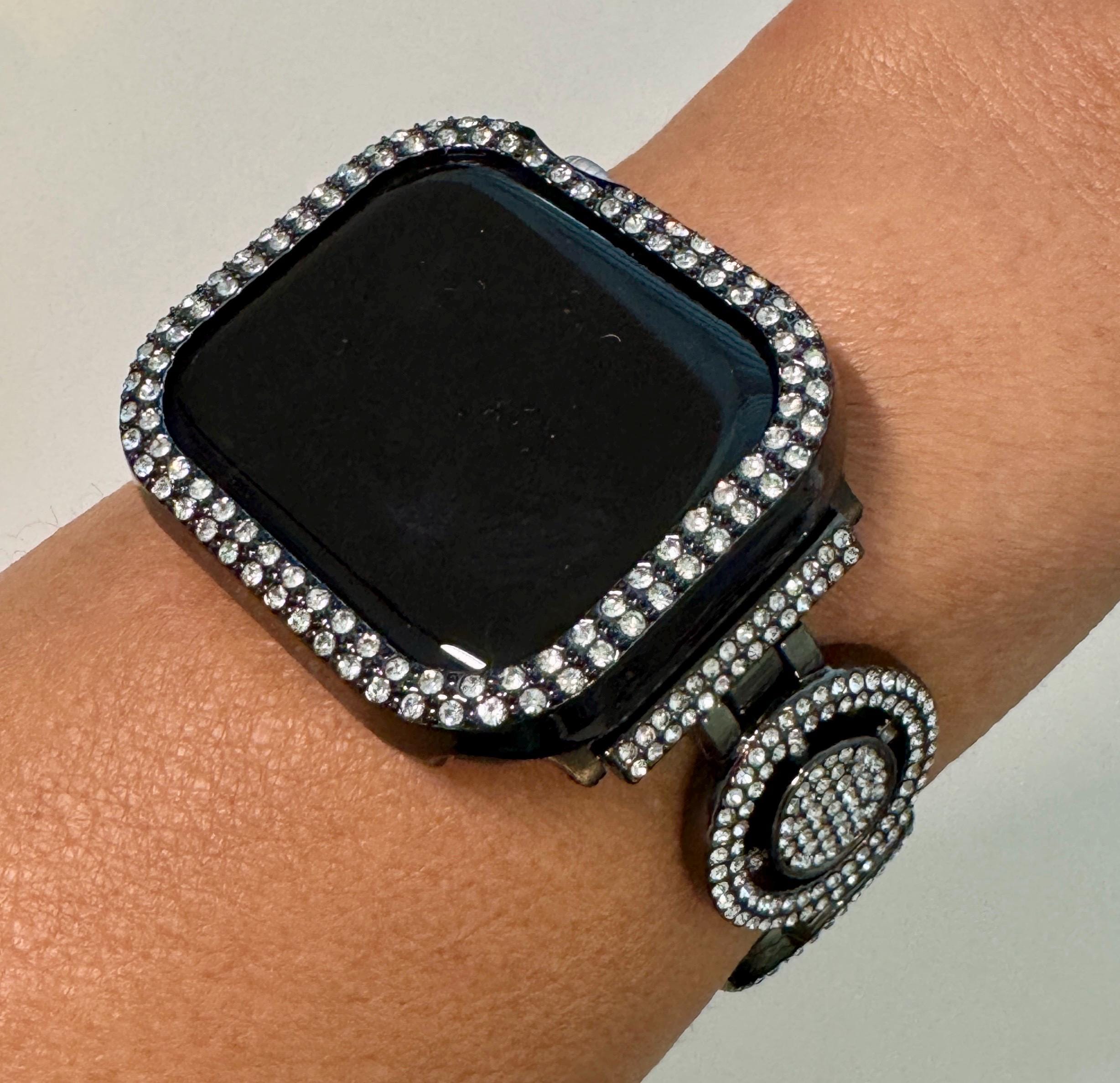 Series 10 Apple Watch Band 42mm 46mm Black Pave Swarovski Crystal & or Apple Watch Cover Rhinestone Iphone Watch Case 38mm-49mm Iwatch Candy