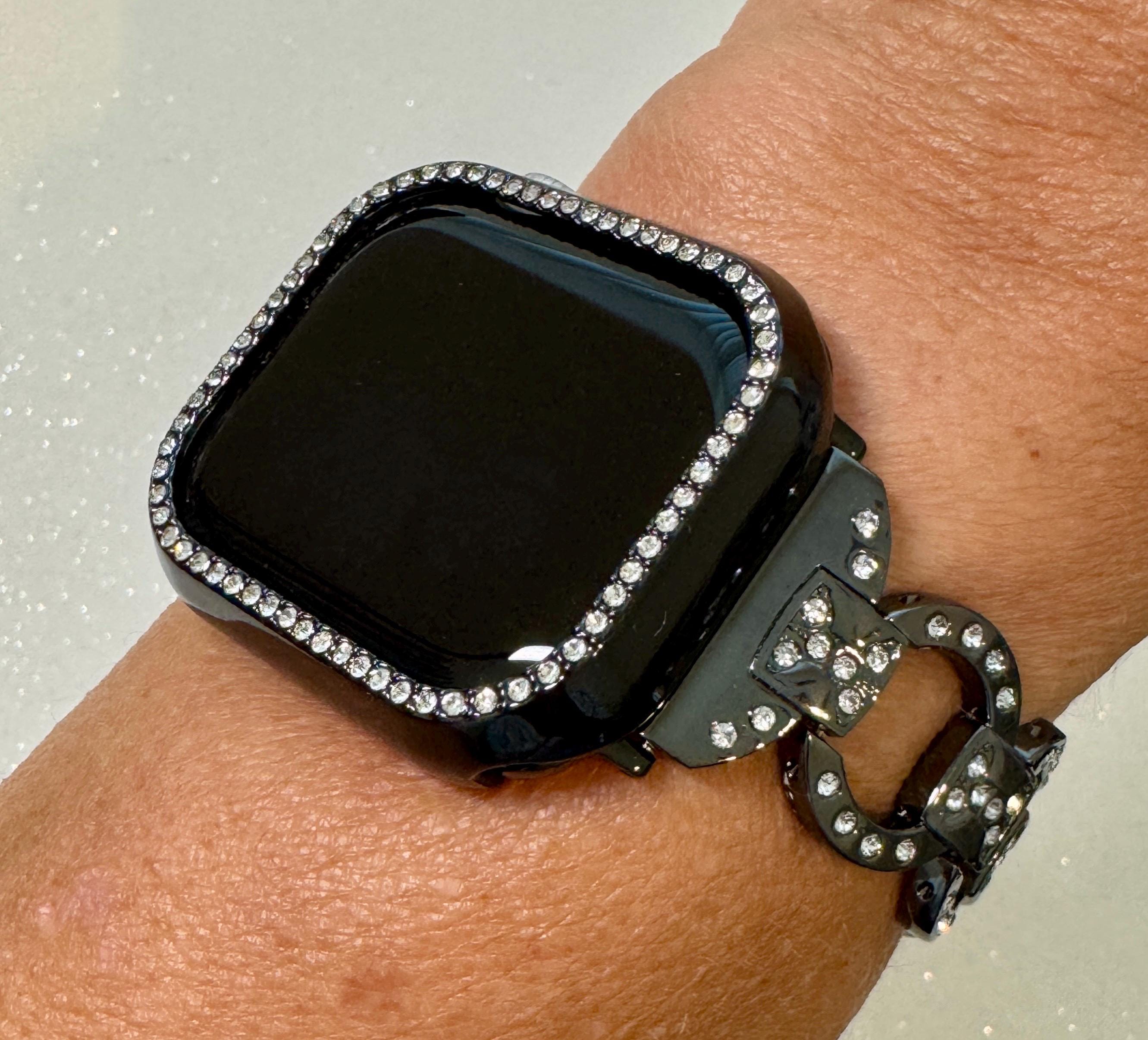 Series 10 Apple Watch Band 42mm 46mm Black Swarovski Crystal 41mm 46mm & or Apple Watch Cover Rhinestone Iphone Watch Case 49mm Ultra