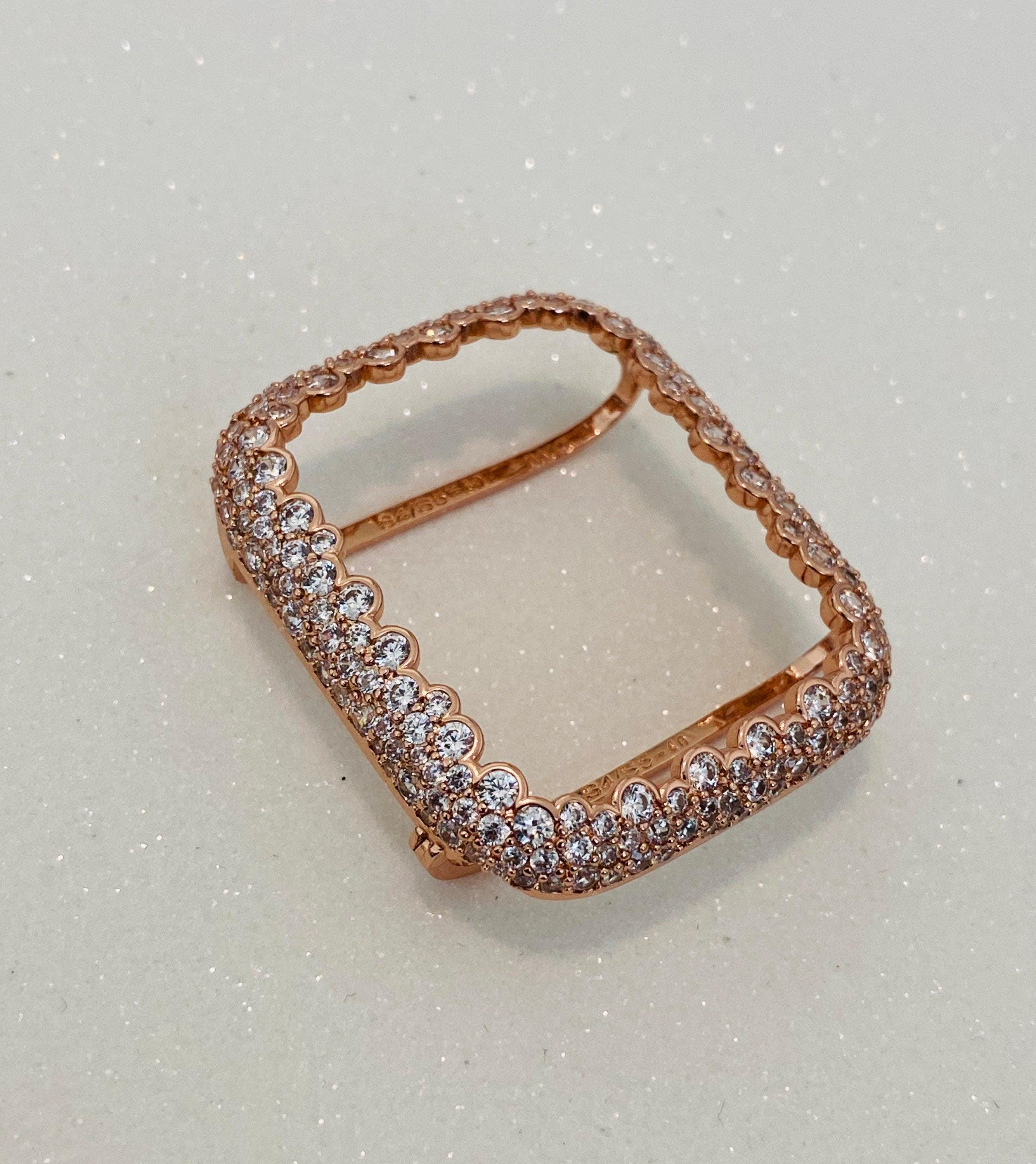 Rose Gold Apple Watch Band 38,40,41,42,44,45,49mm Ultra Crystals & or Apple Watch Cover Lab Diamond Bezel Case Iwatch Candy Bling