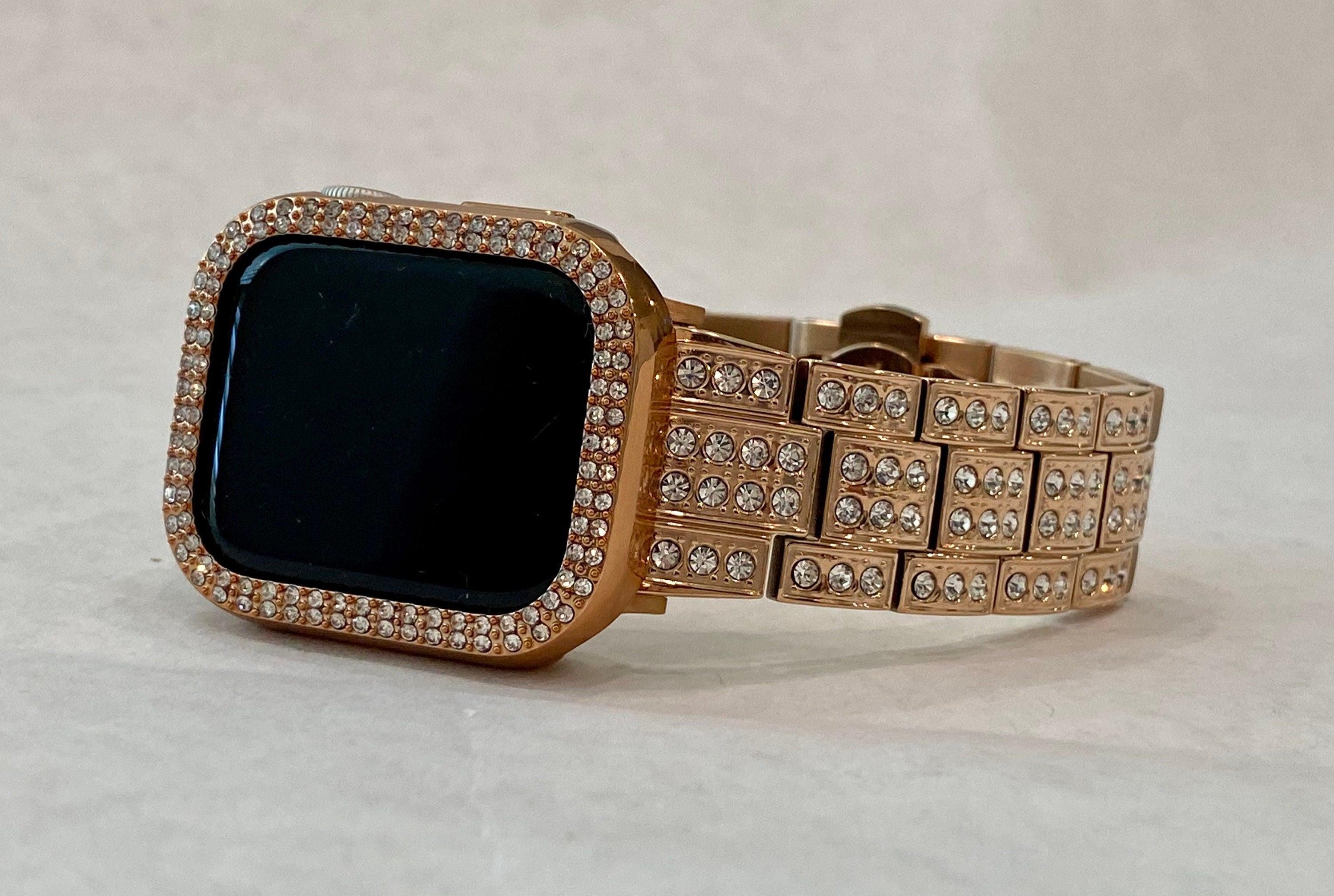 Ultra 49mm Apple Watch Band Rose Gold 38mm-45mm Crystals Stainless Steel & or Apple Watch Bezel Cover Smartwatch Bumper