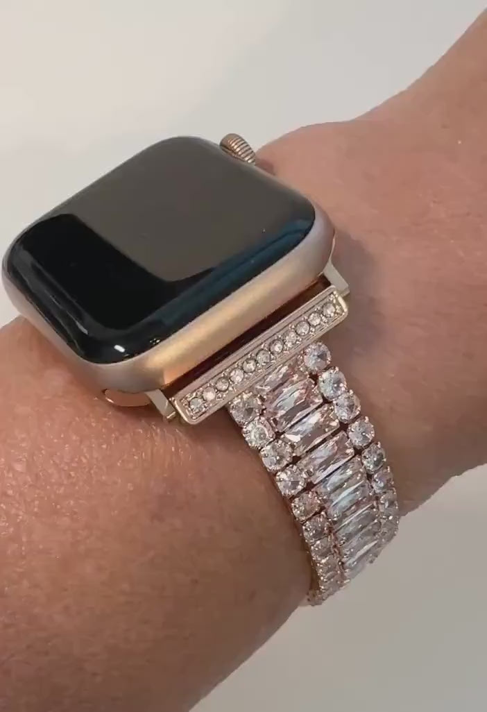 Apple Watch Band Series 10 42mm 46mm Rose Gold Swarovski Crystals - Iwatch Band Straps 44mm 45mm 49mm Ultra - Apple Watch Bracelet Bling