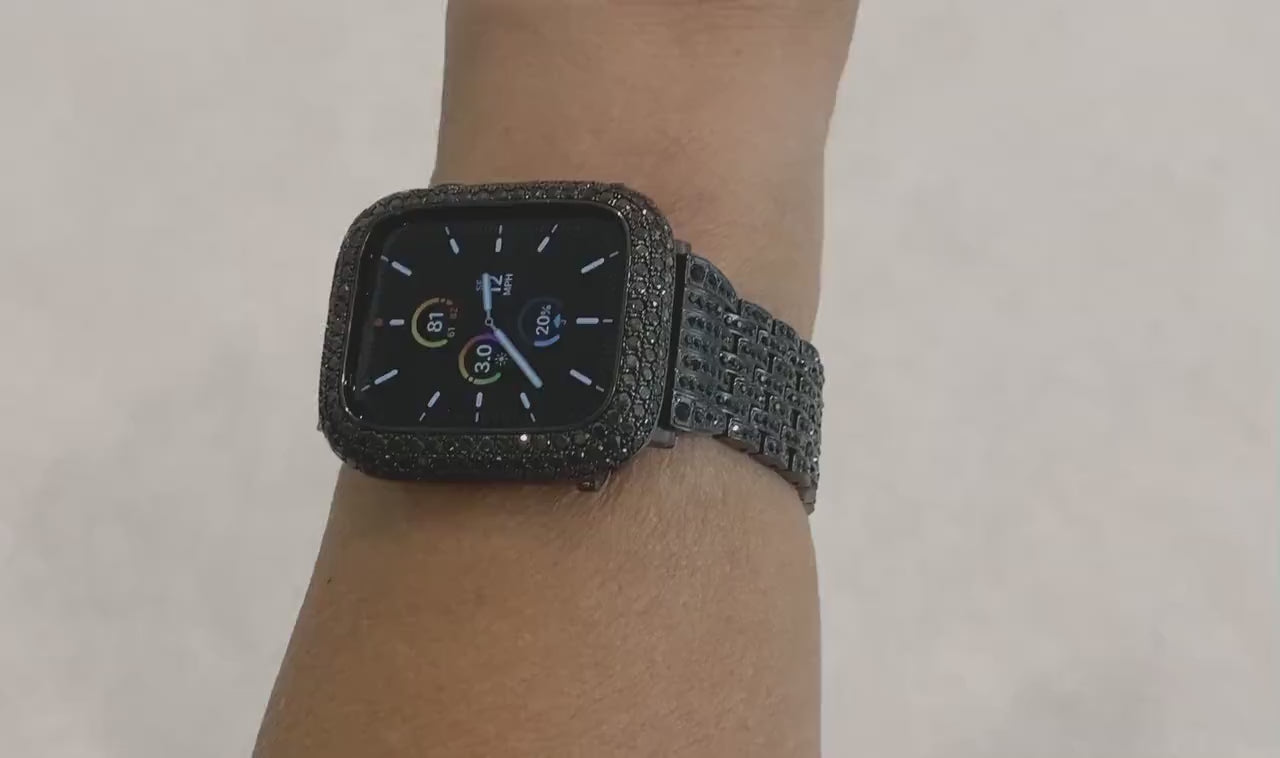 41mm 45mm 49mm Ultra Black Apple Watch Band Swarovski Crystals & or Apple Watch Case Black Lab Diamond Bezel Apple Watch Cover Bling