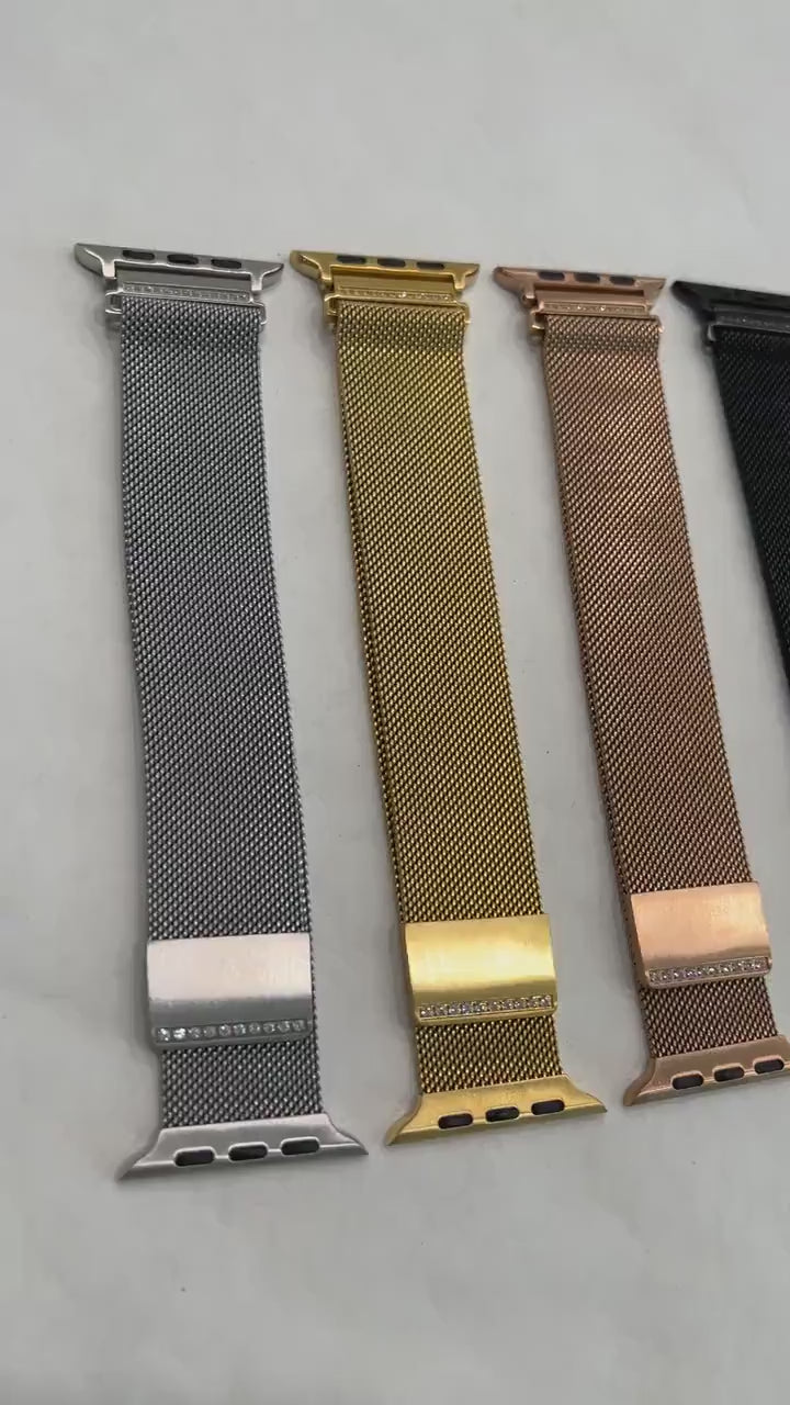 Apple Watch Band Women Milanese Loop Crystal Milanese Band Stainless Steel Choice of Colors Final Sale 38mm-45mm Series 2-9 SE