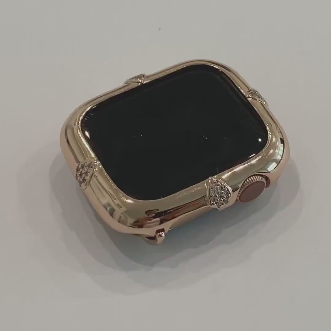 Apple Watch Bezel Cover Rose Gold with Lab Diamonds Metal Case for 40 44mm Custom Handmade Final Sale