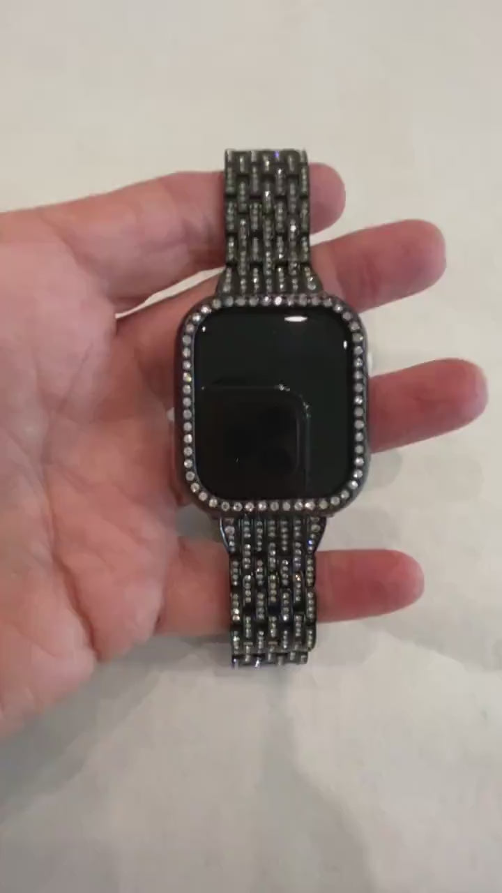 49mm Ultra Black Apple Watch Band  Crystals 41mm 45mm & or Crystal Apple Watch Bezel Cover Smartwatch Bumper Bling