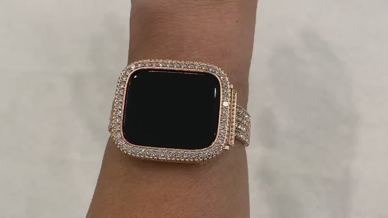 Apple Watch Band 49mm Ultra Rose Gold  Crystals & or Apple Watch Cover Lab Diamond Bezel Case Smartwatch Bumper Bling 38mm-49mm