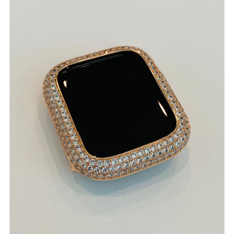 Series 1-8 Apple Watch Cover Lab Diamond Bezel Case Silver Rose Gold Yellow Gold Black Apple Watch Case 38mm-49mm Ultra Bumper Bling - apple