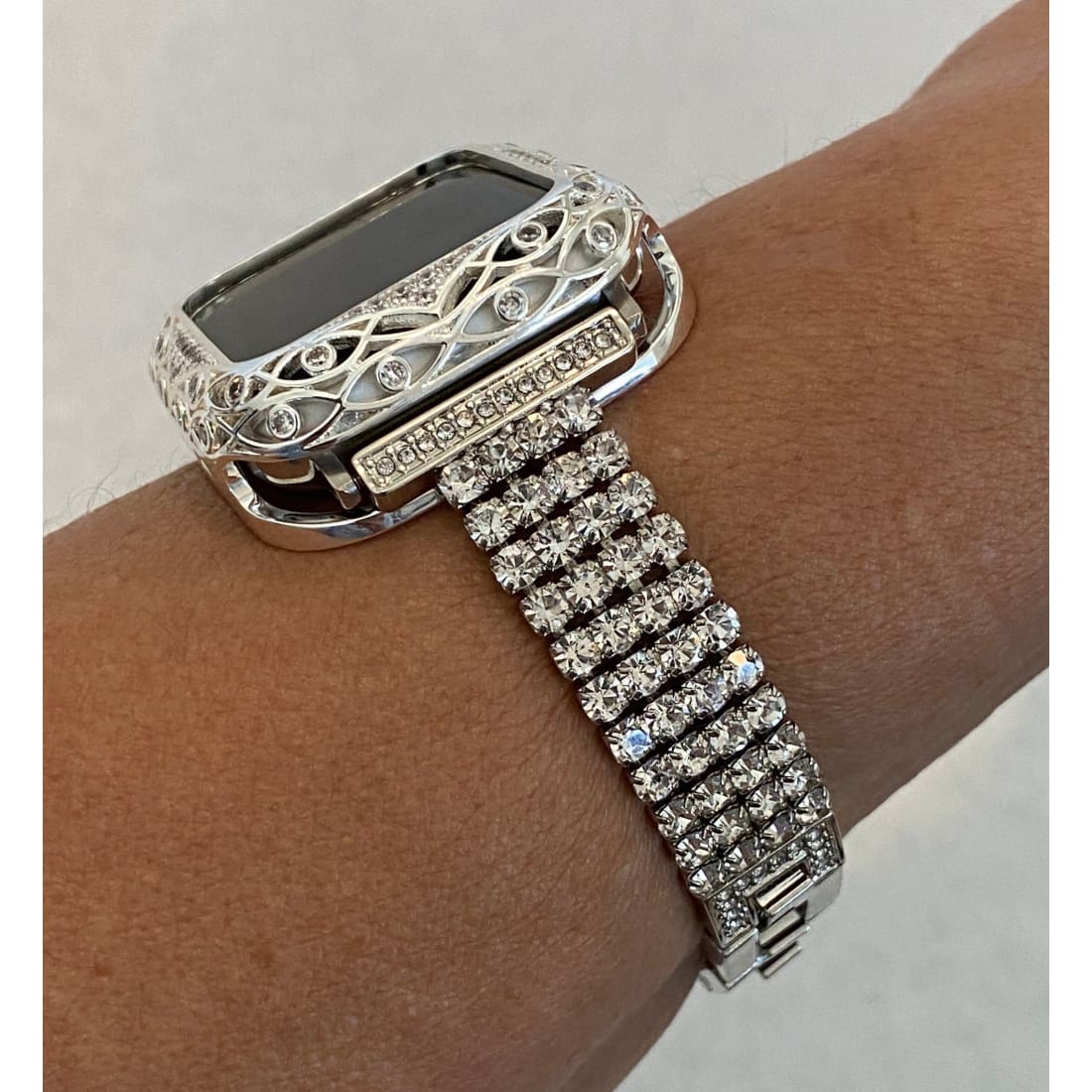 Series 2-8 Apple Watch Band 40mm Women&#39;s Silver & or Swarovski Crystal Bezel Cover Bumper 38mm 40mm 41mm 42mm 44mm 45mm - apple watch,